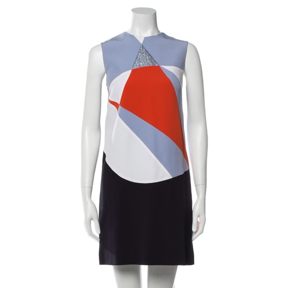 Victoria Beckham Dresses & Skirts - Victoria Beckham Sleeveless Mini Colorblock Pastel Glitter Dress 10 L Shift
